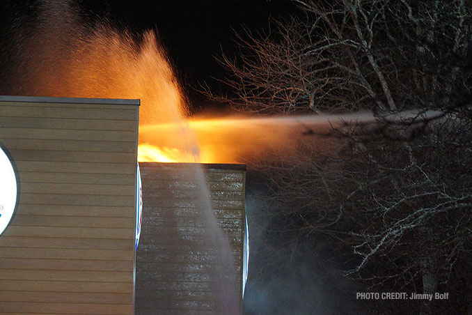 Aerial stream on flames through the roof at Burger King on Rand Road in Lake Zurich (PHOTO CREDIT: Jimmy Bolf)