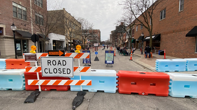 Campbell Street looking west from Dunton Avenue at Arlington Alfresco