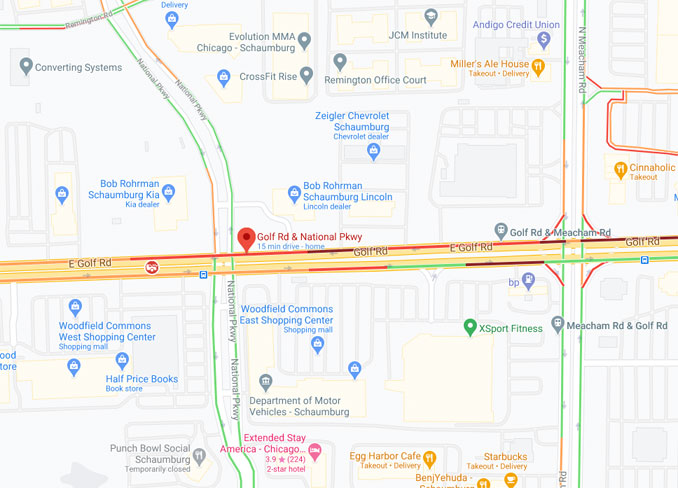 Crash map Golf Road National Parkway Schaumburg (Map data ©2021 Google)