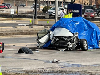 Francisco Flores Rodriguez, Georgina Perez Gomez, and Javier Flores Perez were traveling in this white Honda sedan when they were killed in a high-speed crash at Rand Road and Mount Prospect Road in Mount Prospect