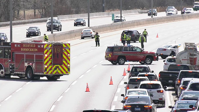 Crime scene on I-94 East (southbound) after shots fired Sunday, March 28, 2021 (PHOTO CREDIT: Craig | CapturedNews)