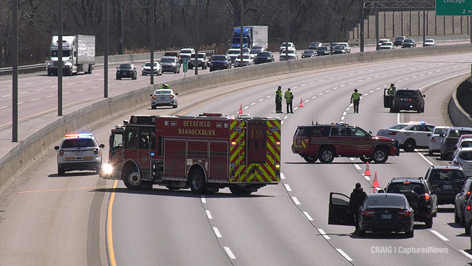 Crime scene on I-94 East (southbound) after shots fired Sunday, March 28, 2021 (PHOTO CREDIT: Craig | CapturedNews)