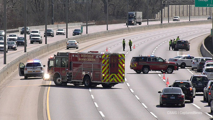 Crime scene on I-94 East (southbound) after shots fired Sunday, March 28, 2021 (PHOTO CREDIT: Craig | CapturedNews)