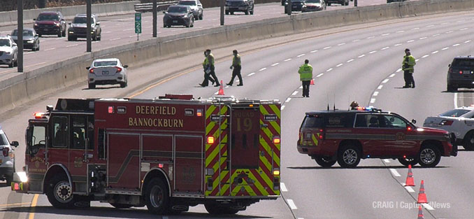 Crime scene on I-94 East (southbound) after shots fired Sunday, March 28, 2021 (PHOTO CREDIT: Craig | CapturedNews)