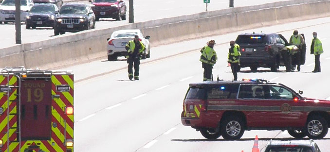 Crime scene on I-94 East (southbound) after shots fired Sunday, March 28, 2021 (PHOTO CREDIT: Craig | CapturedNews)