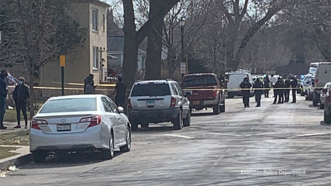 Shooting scene at Hovland Court north of Evanston Township High School in Evanston (Evanston Police Department)