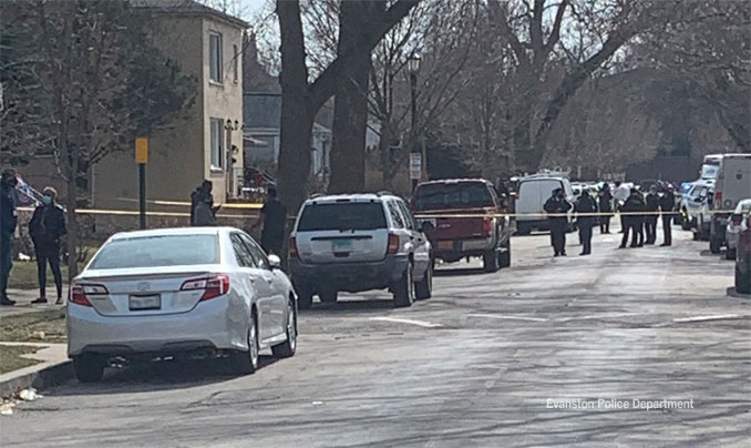 Shooting scene at Hovland Court north of Evanston Township High School in Evanston (Evanston Police Department)