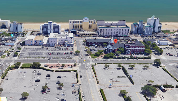 Virginia Beach shooting scene aerial (Imagery ©2021 Google, TerraMetrics, Data SIO, NOAA, U.S. Navy, NGA, GEBCO, Data LDEO-Columbia, NSF, NOAA, Landsat / Copernicus, Imagery ©2021 CNES / Airbus, City of Virginia Beach, Commonwealth of Virginia, Maxar Technologies, Map data ©2021)