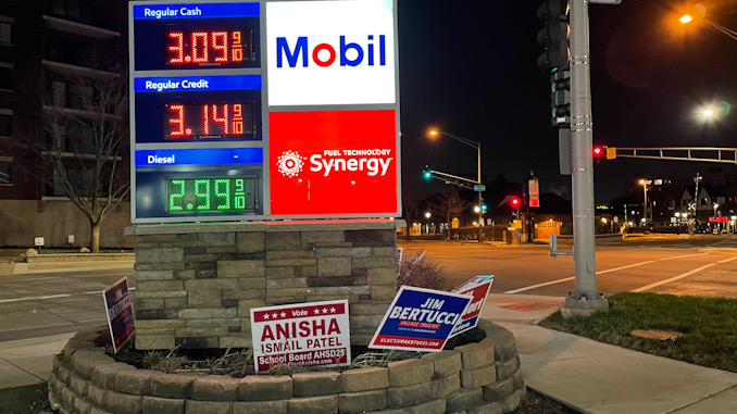 Campaign sign for Anisha Ismail Patel at Vail Avenue and Northwest Highway