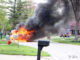 Minivan fire in Buffalo Grove Tuesday, April 27, 2021 (PHOTO CREDIT: J Kleeman)
