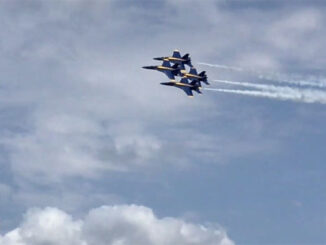 Blue Angels F-18 Super Hornet aircraft at first air show appearance on Saturday, April 17, 2021 in Lakeland, Florida