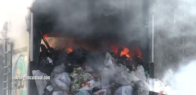 Dumping flaming garbage in the Saint James church parking lot on Friday, April 23, 2021