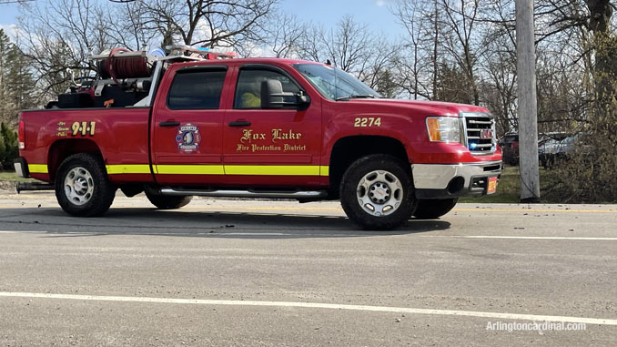 Fox Lake Fire Protection District brush truck assigned to the brush fire Long Grove/Kildeer on Tuesday, April 6, 2021