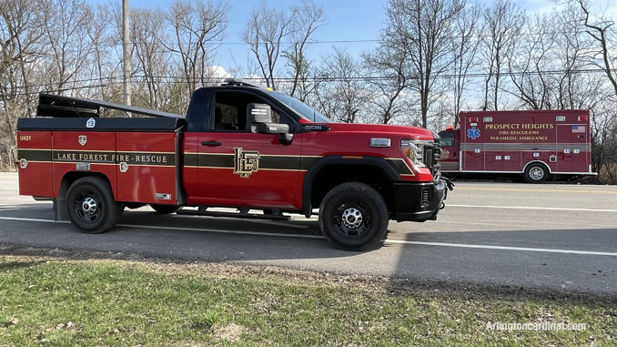 Lake Forest Fire Department assigned to the Long Grove/Kildeer brush fire on Tuesday, April 6, 2021