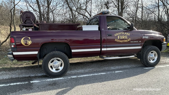 Grayslake brush truck assigned to the Long Grove/Kildeer brush fire on Tuesday, April 6, 2021