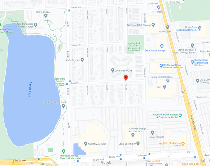 Online Sale Armed Robbery on Pine Street near Fargo Street in Des Plaines (Map Date ©2021 Google)