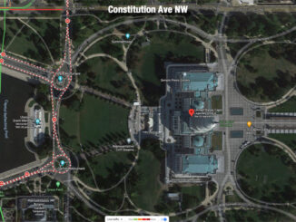 US Capitol Google Traffic Map Satellite View Friday, April 2, 2021 (Imagery ©2021 Google Imagery ©2021 CNES / Airbus, Commonwealth of Virginia, District of Columbia (DC GIS), Maxar Technologies, Sanborn, U.S. Geological Survey, USDA Farm Service Agency, Map data ©2021)