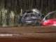 Wrecked Toyota RAV4 in crash on exit ramp from northbound Route 53 to Rand Road near Arlington Heights