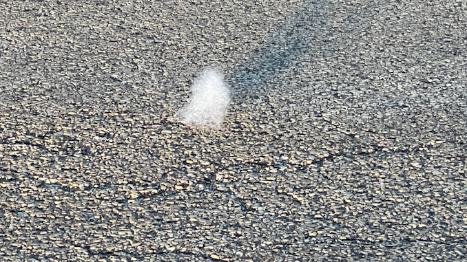 AFFF: Foam remnant in roadway on Belmont Avenue in Arlington Heights on May 20, 2021
