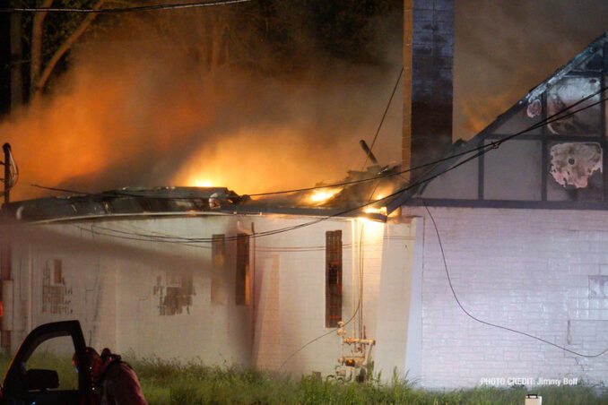 Extra alarm fire at the former "Just for Fun" Roller Rink on Front Street in McHenry on Thursday, May 27, 2021 (SOURCE: Jimmy Bolf)