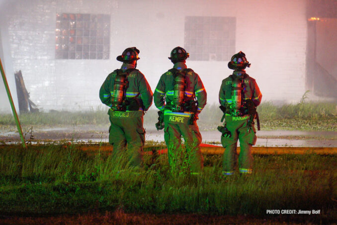 Extra alarm fire at the former "Just for Fun" Roller Rink on Front Street in McHenry on Thursday, May 27, 2021 (SOURCE: Jimmy Bolf)