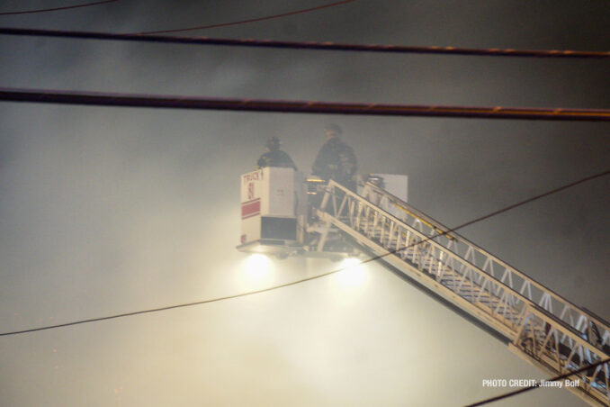 Extra alarm fire at the former "Just for Fun" Roller Rink on Front Street in McHenry on Thursday, May 27, 2021 (SOURCE: Jimmy Bolf)