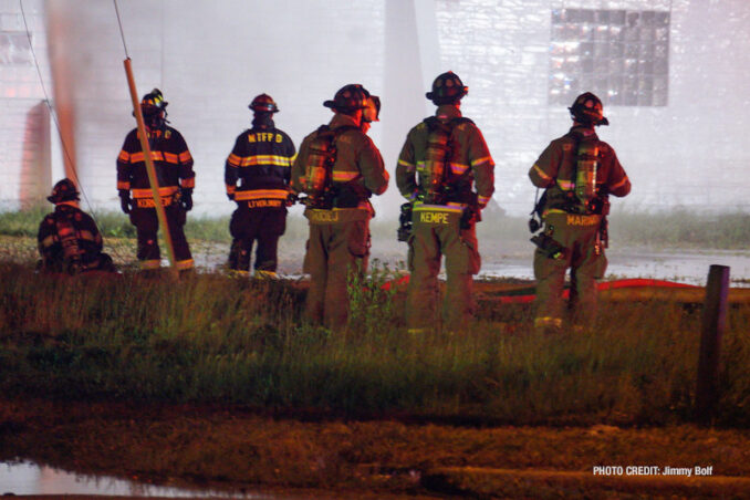 Extra alarm fire at the former "Just for Fun" Roller Rink on Front Street in McHenry on Thursday, May 27, 2021 (SOURCE: Jimmy Bolf)