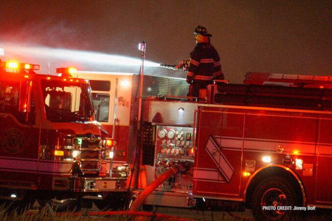 Extra alarm fire at the former "Just for Fun" Roller Rink on Front Street in McHenry on Thursday, May 27, 2021 (SOURCE: Jimmy Bolf)