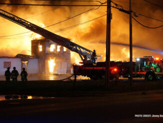 Extra alarm fire at the former "Just for Fun" Roller Rink on Front Street in McHenry (SOURCE: Jimmy Bolf)