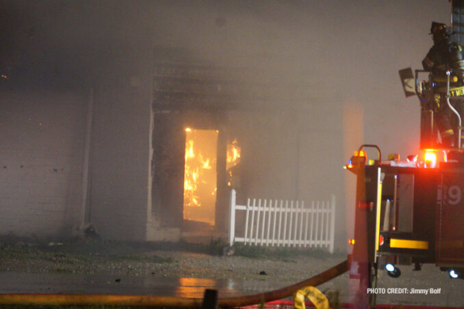 Extra alarm fire at the former "Just for Fun" Roller Rink on Front Street in McHenry on Thursday, May 27, 2021 (SOURCE: Jimmy Bolf)