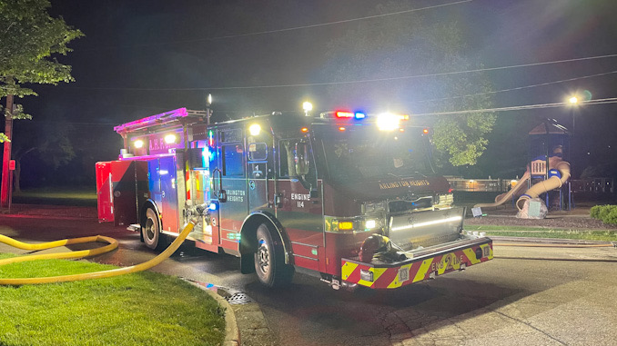 Car fire immediately after the fire was extinguished on Belmont Avenue just south of Wing Street near Recreation Park