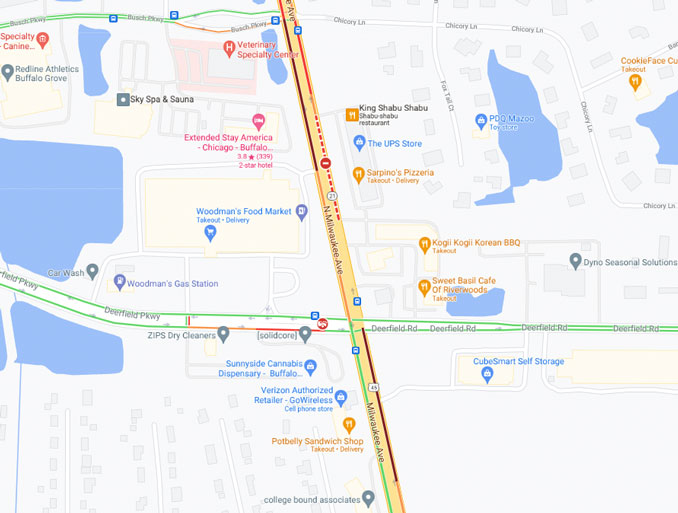 Crash Map Deerfield Parkway and Milwaukee Avenue in Lincolnshire