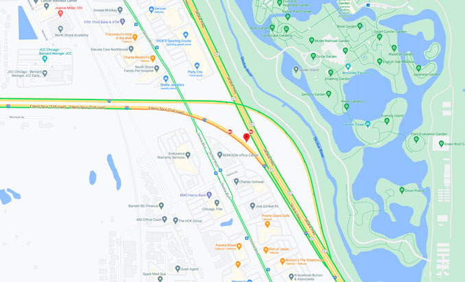 Crash Map Edens Spur near US-41 on Sunday night May 9, 2021