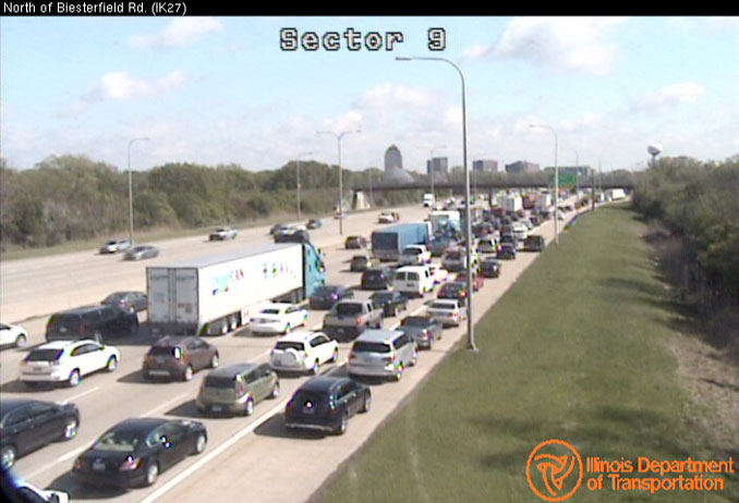 Traffic jam on I-290 approaching fatal crash scene on Thursday, May 6, 2021 (SOURCE: IDOT).