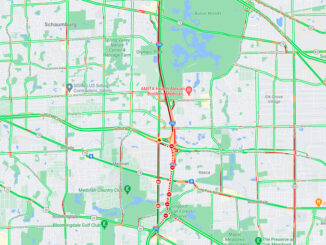 Crash map on I-290 Thursday, May 6, 2021 (Map data ©2021 Google)