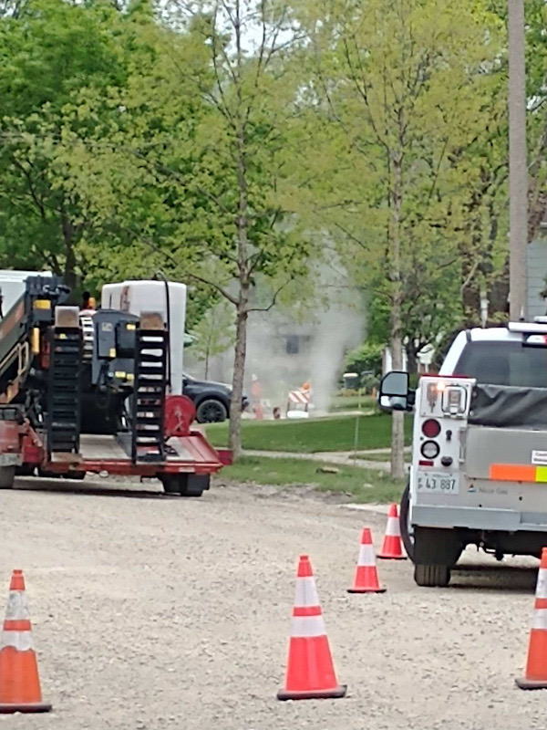 Natural gas and dust cloud blowing out of the ground near Happiness Park Greenbrier Public Improvements Project 2021