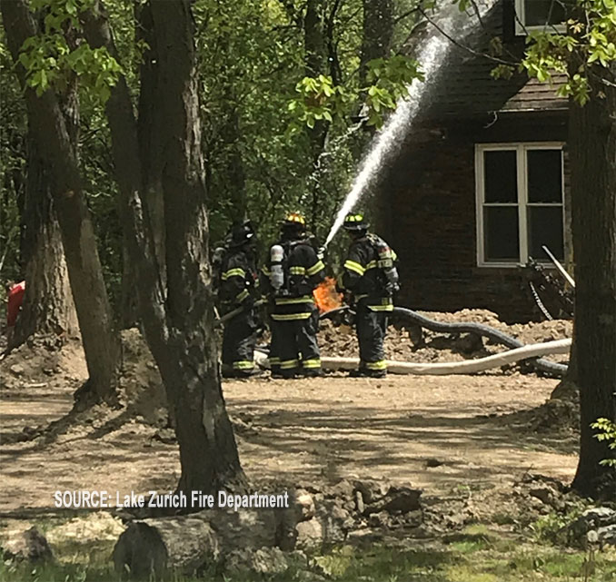 Natural Gas fire at Lake Zurich home excavation project (SOURCE: Lake Zurich Fire Department)