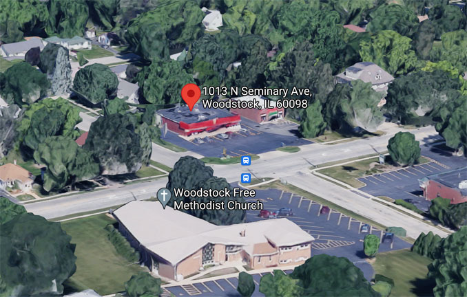 Woodstock Food Mart at Seminary Avenue and Donovan Avenue in Woodstock (Imagery ©2021 Google, Landsat / Copernicus, Imagery ©2021 Maxar Technologies, U.S. Geological Survey, Map data ©2021)
