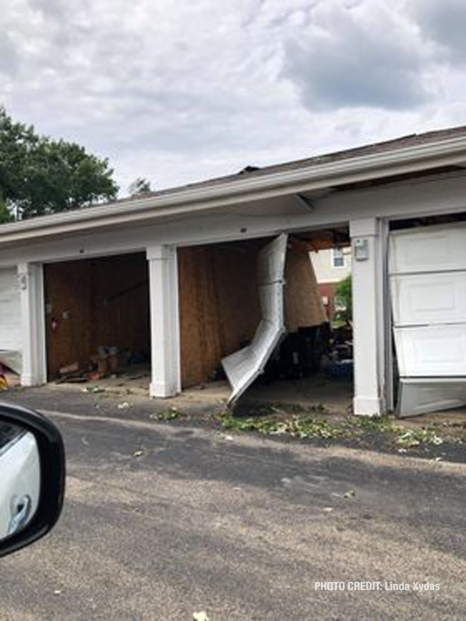 Vehicle damage from a tornado at The Estates of Thornberry Woods on Gladstone Drive just south of 75th Street near the border of Naperville and Woodridge