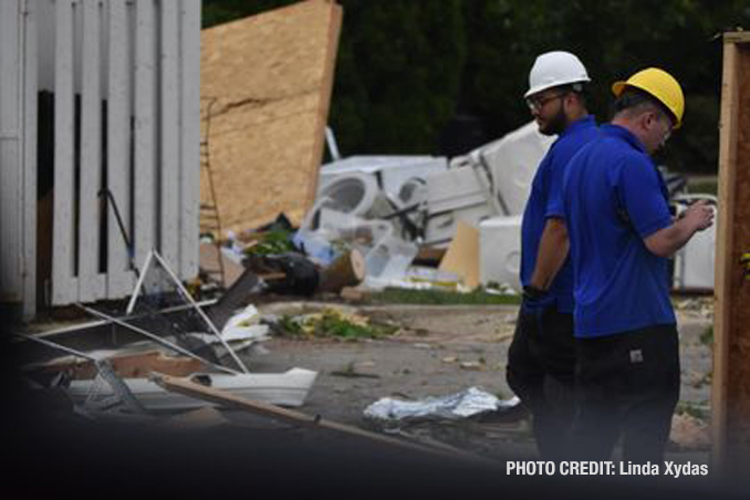 Vehicle damage from a tornado at The Estates of Thornberry Woods on Gladstone Drive just south of 75th Street near the border of Naperville and Woodridge.