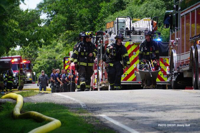 Fireground scene at Lake Zurich house fire on Monday, June 14, 2021 (PHOTO CREDIT: Jimmy Bolf)