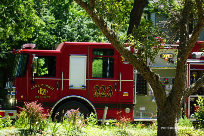 Fireground scene at Lake Zurich house fire on Monday, June 14, 2021 (PHOTO CREDIT: Jimmy Bolf)