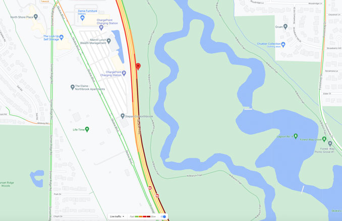 Crash Map I-94 WEST near Skokie Lagoons Friday, June 4, 2021