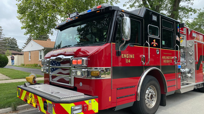 Arlington Heights Fire Engine 2 in the block of 1200 North Walnut Avenue for a downed power line Wednesday, July 21, 2021