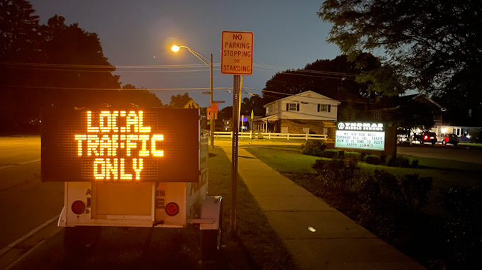 Local Traffic Only displayed at sign at Thomas Street and Belmont Avenue in Arlington Heights