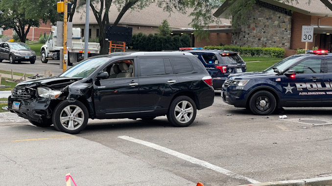 Toyota SUV with left-front damage at Arlington Heights Road and Olive Street on Friday, July 30, 2021