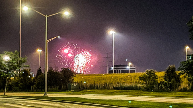 Fireworks over Route 53 during Illinois State Police crash investigation on July 4, 2021 about 9:49 p.m.