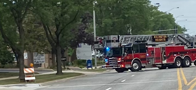 Firefighters on the scene after an elevator rescue at 1640 North Arlington Heights Road in Arlington Heights