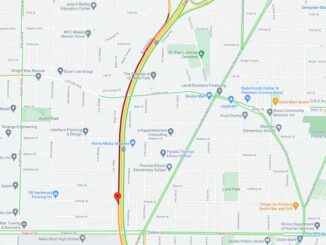 Crash Map Edens southbound near a point just north of Oakton Street (SOURCE: Map data ©2021 Google)