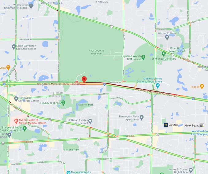 Crash Map I-90 July 30 2021 (SOURCE: Map data ©2021 Google)